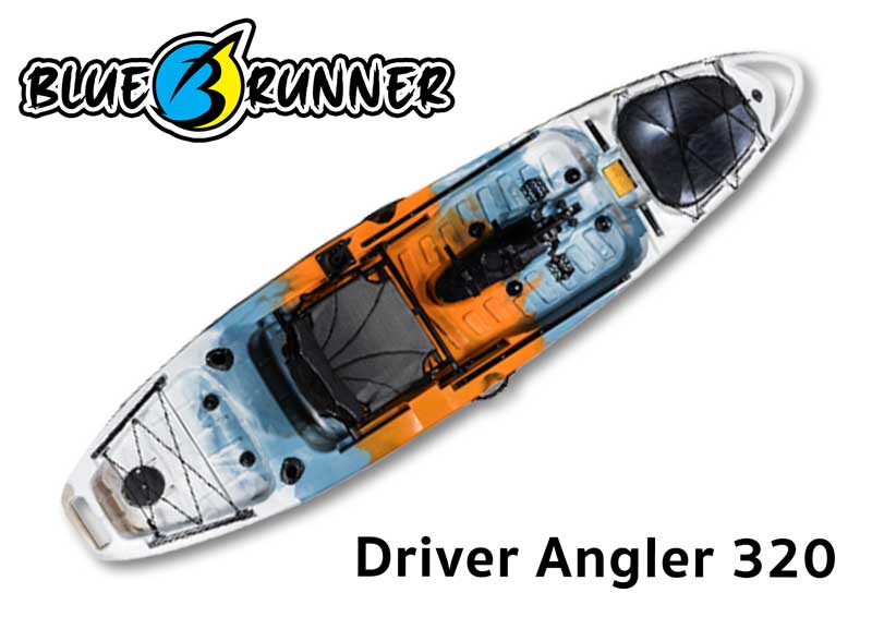 เรือคายัคตกปลาเท้าปั่น Blue runner แบบ Sit on top 1 ที่นั่ง รุ่น DRIVE ANGLER 320