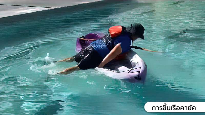 4.เมื่อลำตัวชนานกับน้ำแล้วให้ทำการดึงส่วนลำตัวขึ้นสู่เรือ-โดยที่มือ-2-ข้างยังจับอยู่ที่จุดเดิม